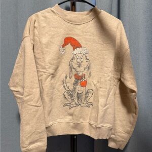 American Eagle Outfitters Cream Graphic Crewneck Sweater